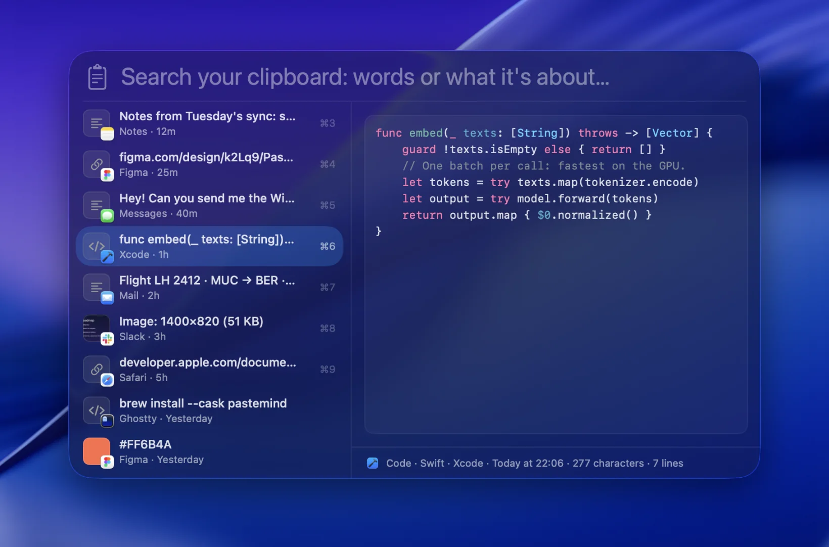 A code clip, highlighted in the preview